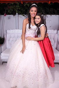 sisters, birthday, 15 years, special moment, girls, white dress, party