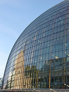 építészet, üveg, Köln, épület, ablak, modern, homlokzat