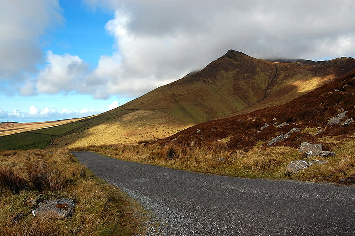 berg, bergweg, Ierland, landschap