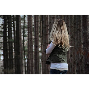 fată, umbla, de sex feminin, natura, copaci, vacanta, Michigan