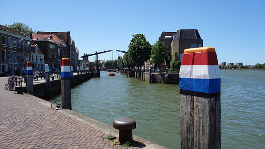 Nederland, Dordrecht, vann, byen, båtliv, port, fartøy
