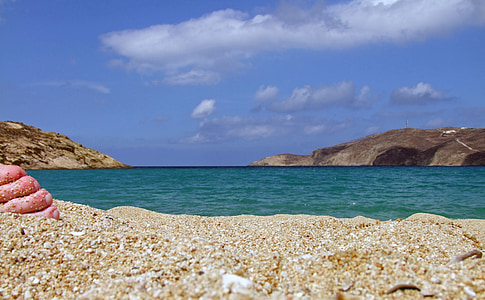 Beach, rezervované, more, Egejské more, noha, desať, Mykonos
