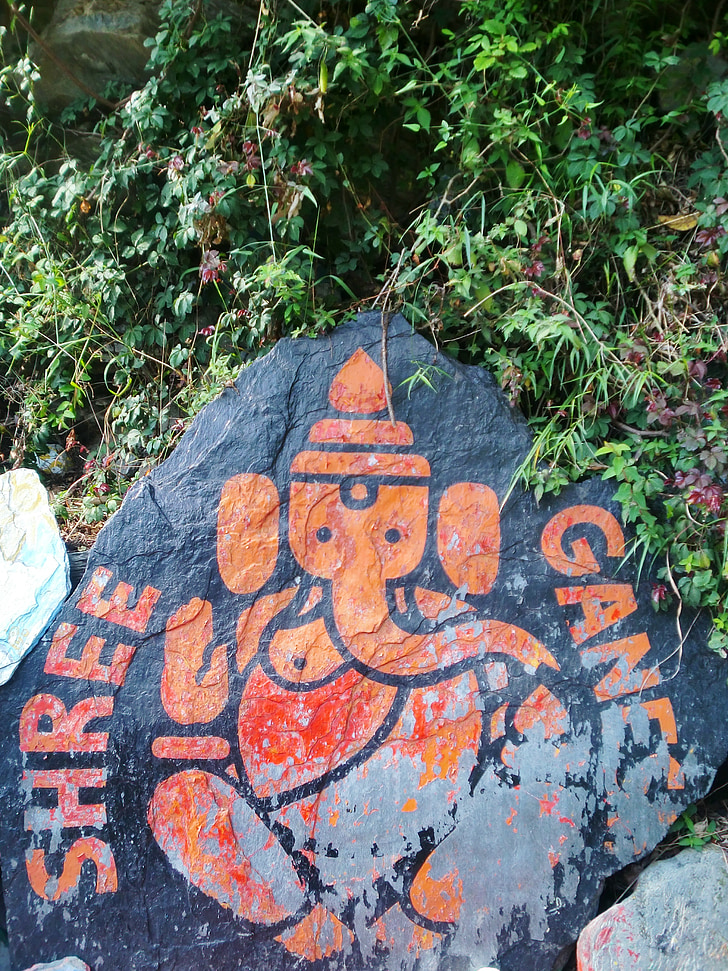 Ganesha, deidade, Índia, arte, hindu, laranja