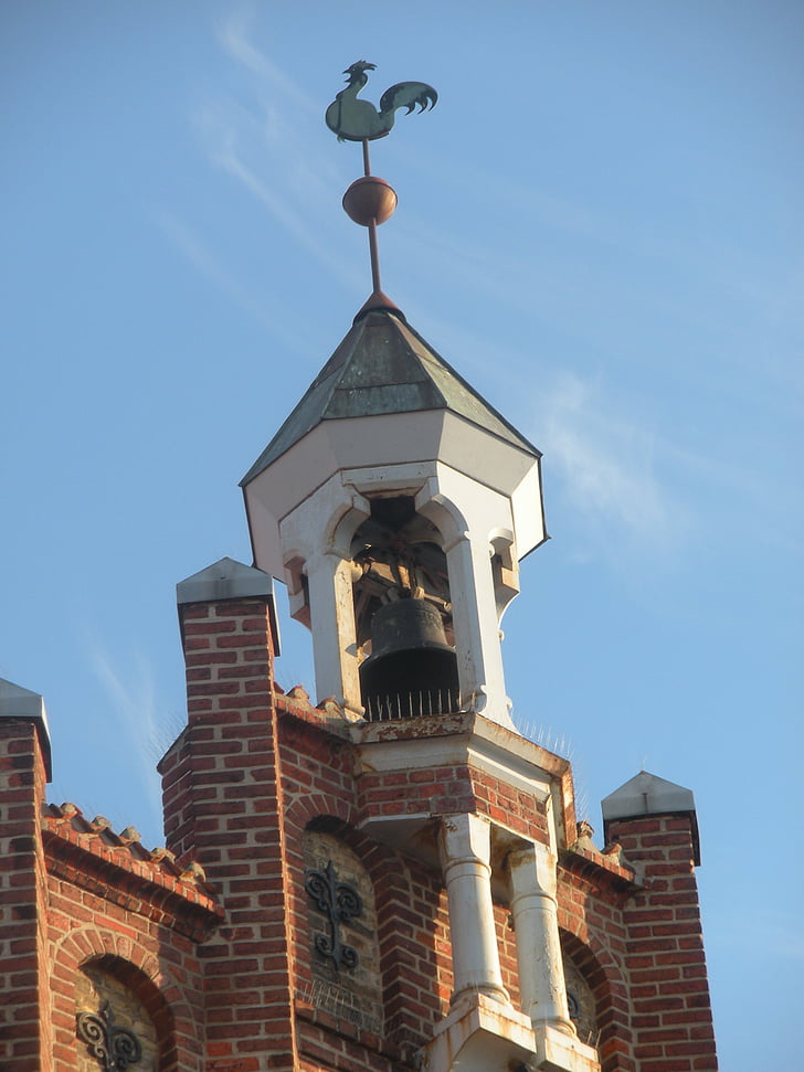 bell tower, weather vane, columns, architecture, building detail, old, denmark