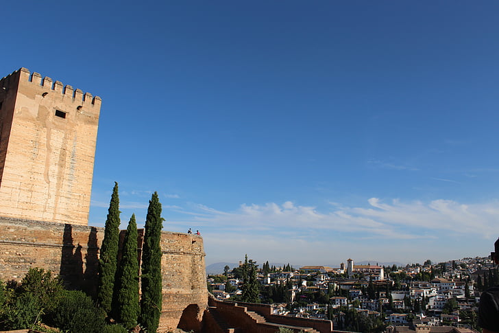 alhambra, view, landscape
