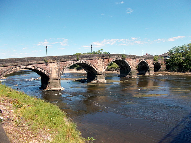 παλιά, γέφυρα, Ποταμός, Ribble, Πρέστον, ολοκληρώθηκε, 1759