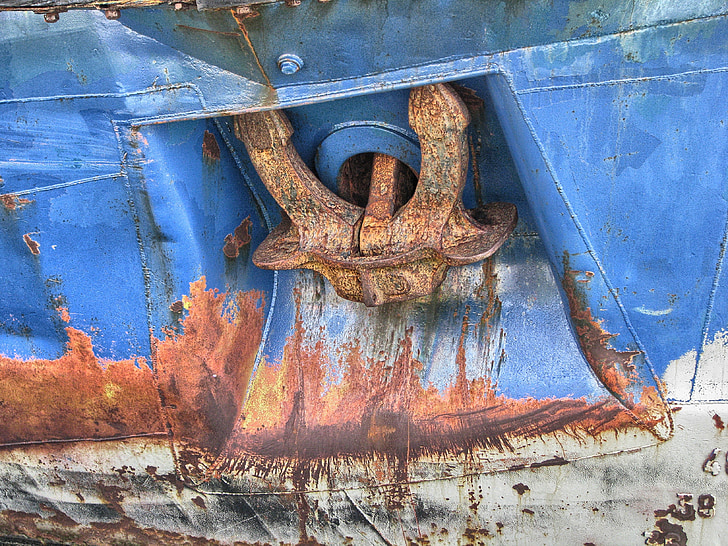 anchor, ship, the ship, boat, hull, naval science, rust