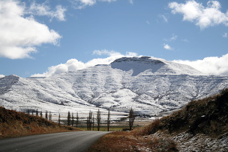 south africa, eastern cape, mountains, snow, winter, peaks, road