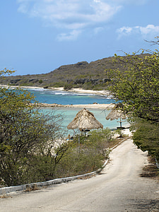plage, route, Caraïbes, Antilles, plage de sable, îles ABC, Curaçao