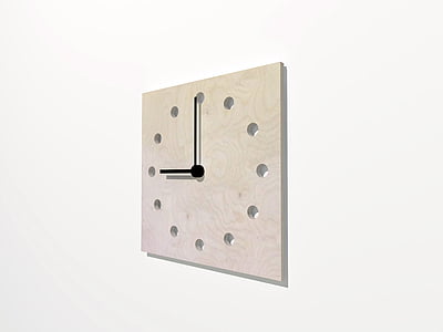 wall, clock, wood, 3d