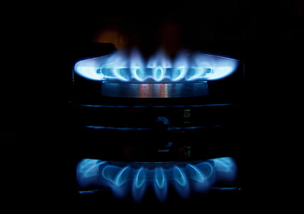 gas, flames, stove, burner, fire, blue, light