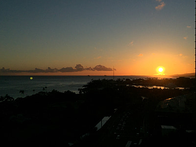 Hawaii, tramonto, spiaggia al tramonto, mare, oceano, cielo di tramonto, sera