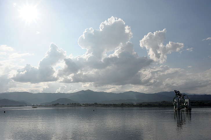 chuncheon, soyang river, river, sky, nature, lake, men