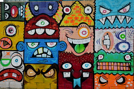 Street art, New York-i, színes, Art, homlokzati festés, hauswand, graffiti