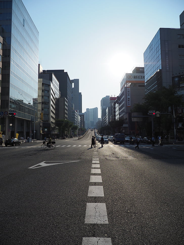 Osaka, città, strada, Via, scena urbana, vita di città, architettura