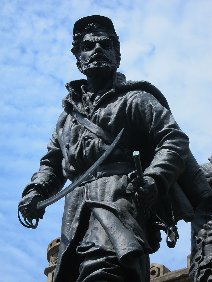 soldier, bronze, statue, monument, memorial, war, historic