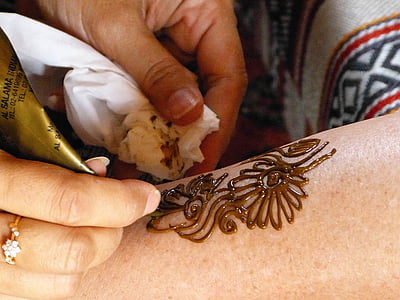 hennè, tatuaggio, Abu dhabi, mano umana, donne
