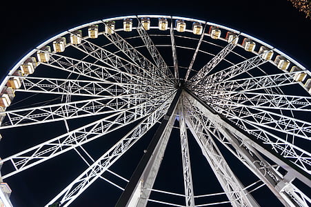 rueda grande, Parque de atracciones, rueda, grandes, atracciones, Ferris, Festival