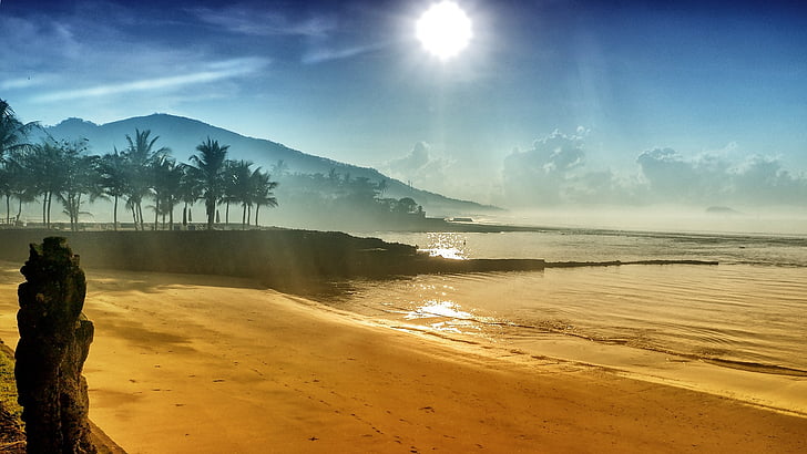 Beach, more, Dovolenka, vody, palmy, Bali, Candidasa