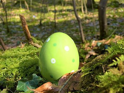 Πασχαλινό αυγό, κεραμικό, πράσινο, δάσος, βρύο, φύση, ηλιοφάνεια