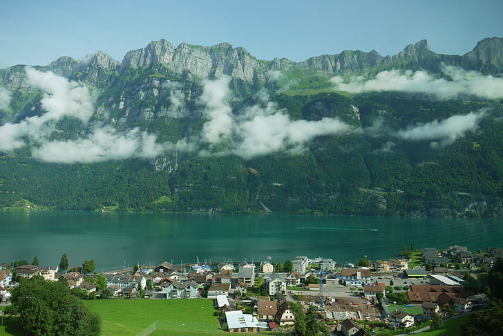 paisagem, Swiss, Suíça, natureza, natural, montanha, Lago