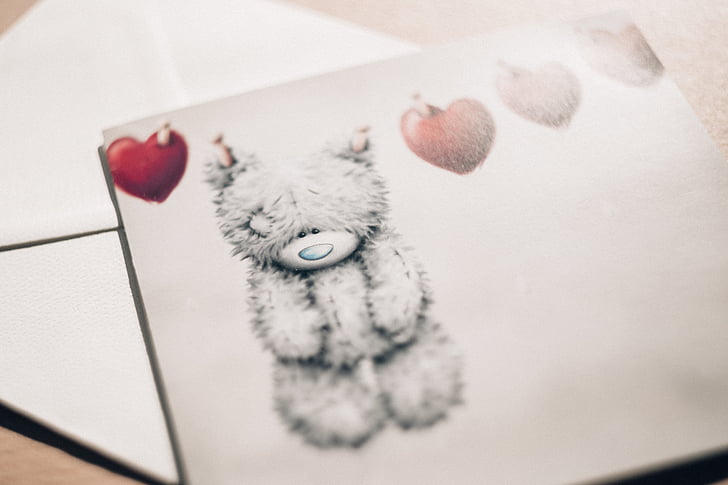 bear, letter, valentines, heart, love, cute, sweet