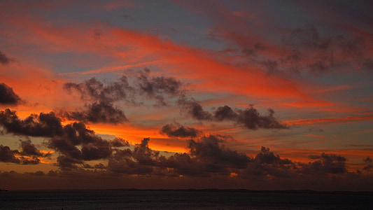 Sunset, taevas, pilved, abendstimmung, rannikul, päike, õhtul