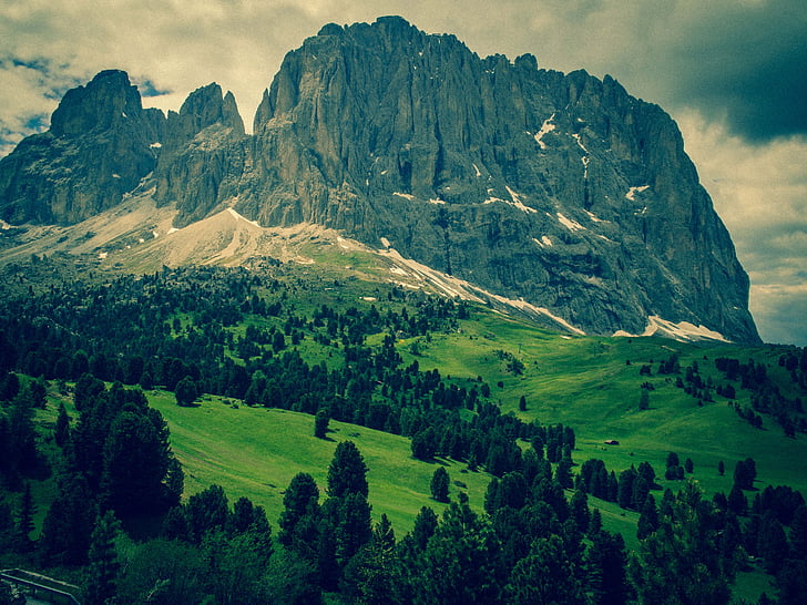 Dolomity, Sassolungo, góry, południowy tyrol, Włochy, Rock, Słońce
