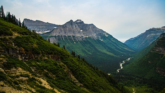 Päivänvalo, Metsä, Glacierin kansallispuisto, ruoho, vihreä, korkea, Vaellus