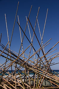 abstract, sculpture, art, sticks, poles, structure, contemporary