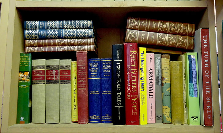 vanad raamatud, Raamatud, raamatu riiul, riiul, Raamatukogu, raamatupood, Antiik