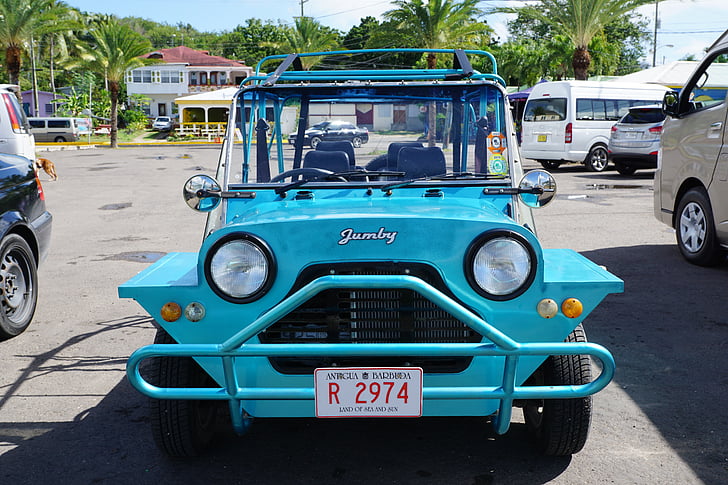Antigua, Carib, auto, jumby, Turisme, no portes, blau