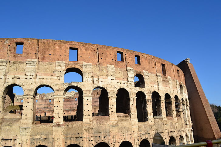 coliseum, rome, italy, arches, arcades