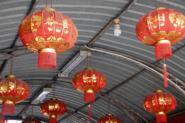 lampion, Kína, Ázsia, dekoráció, lámpák, hagyományosan, kínai