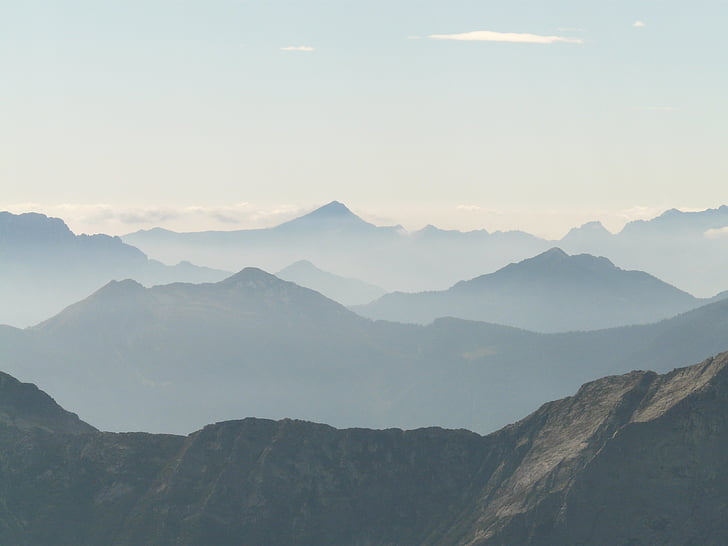 panorama, outlook, overview, view, mountains, vision, haze
