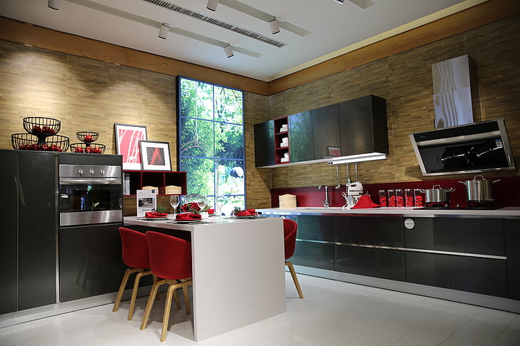 indoor, sample room, kitchen, modern, indoors, luxury, home Interior