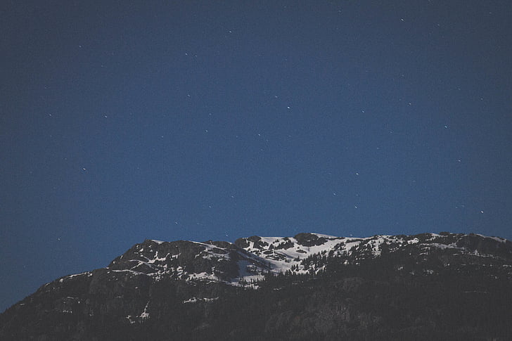 peizažas, kalnų, sniego, naktį, laikas, ne žmonės, dangus