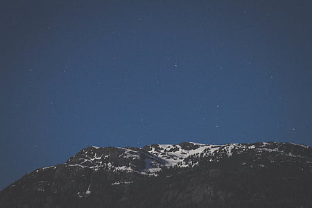 paesaggio, montagna, neve, notte, tempo, senza persone, cielo