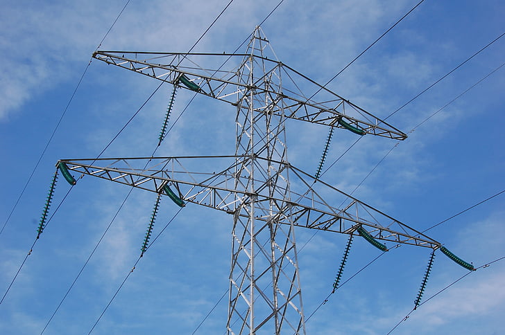 pylon, flow, high voltage line, high voltage, powerlines, electricity, high voltage mast