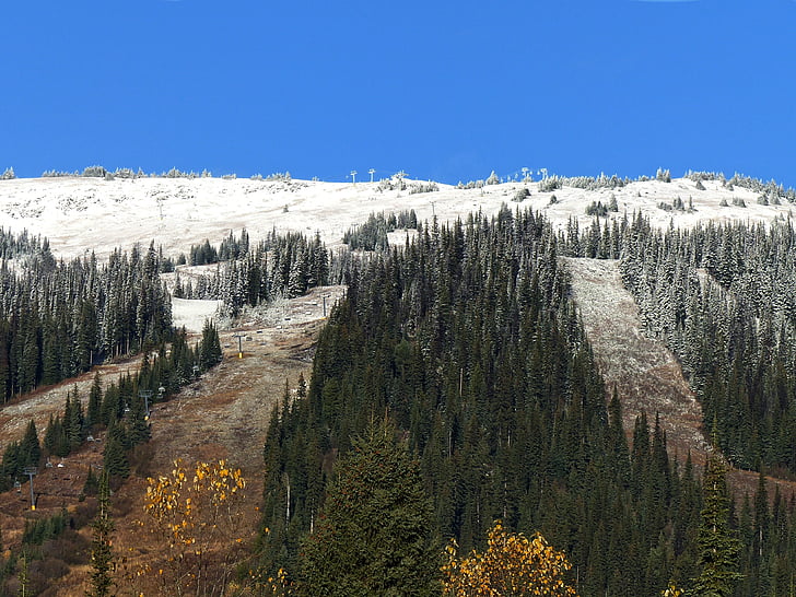 sne, dækket, Peak, Sun peaks, ski resort, British columbia, Canada