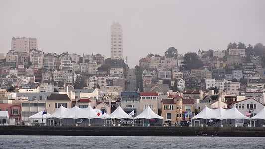 Сан Франциско, градски пейзаж, Калифорния, градски, къщи, Skyline, пребиваване