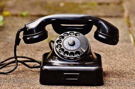 phone, old, year built 1955, bakelite, post, dial, telephone handset