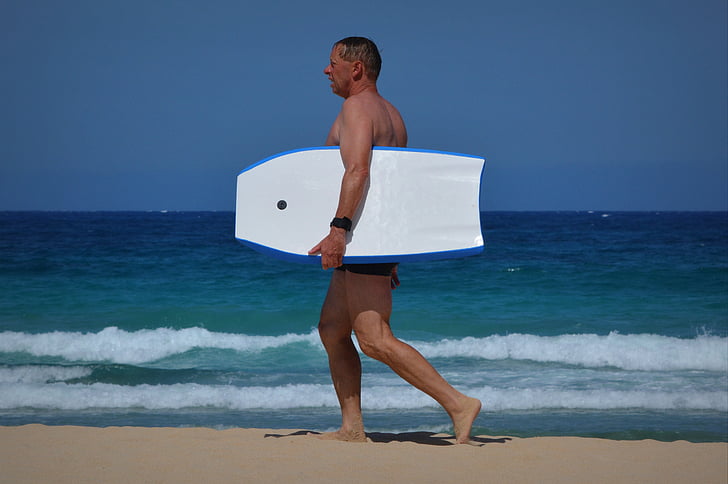 człowiek, deska surfingowa, morze, Ocean, sportowe, fale, ludzie