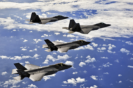στρατιωτικών τζετ, πτήση, που φέρουν, f-22, μαχητής, αεροπλάνο, αεροπλάνο