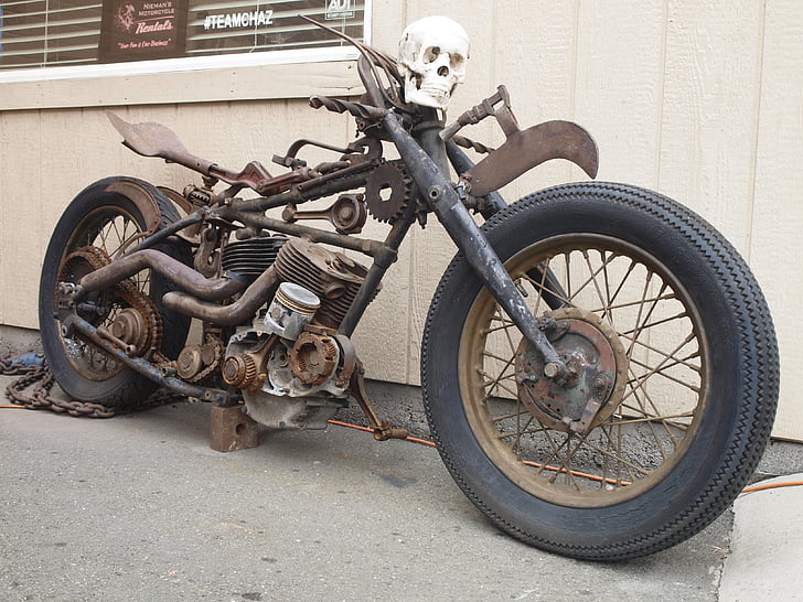 мотоцикл, Harley davidson, два колісного транспортного засобу, мотоциклетних двигунів, гниє, Барабанне гальмо, Старий