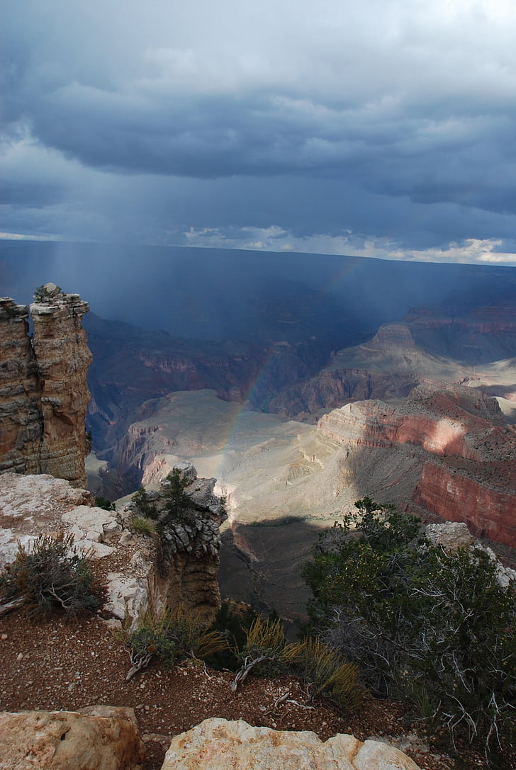 varavīksne, Lielais kanjons, lietus, Nacionālais parks, kanjona, Arizona, parks