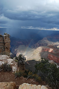arco iris, Gran Cañón, lluvia, Parque Nacional, Cañón, Arizona, Parque