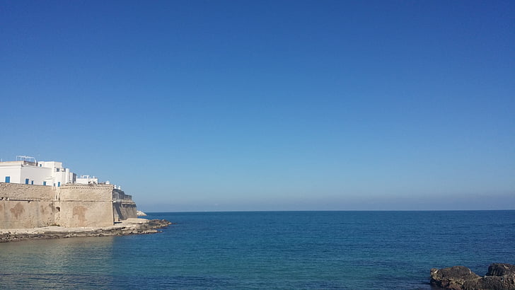 Mar, monopoli, Puglia, cel, horitzó, paisatge, l'aigua