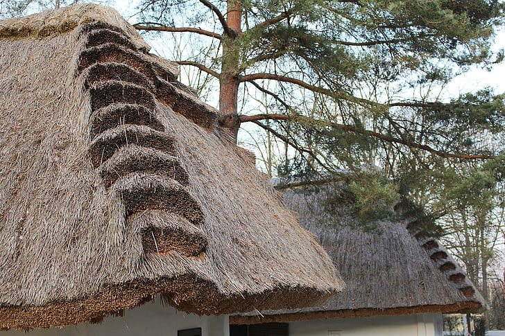 thatched stogai, Šiaudų stogo, šiaudų
