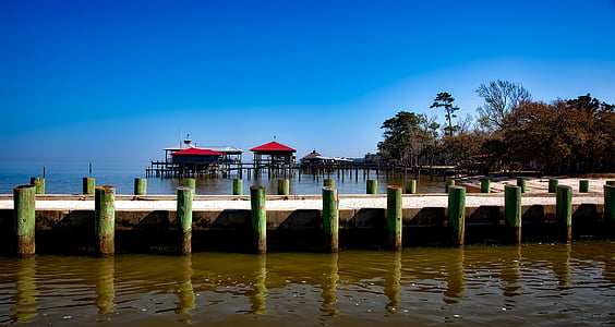 punto chiaro, Alabama, Panorama, mare, oceano, Dock, Pier